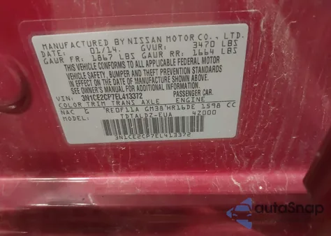 2014 Nissan Versa Note Sv from USA, damaged, VIN 3N1CE2CP7EL413372